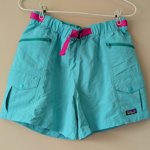 Patagonia Women's Aqua Shorts with Pink Accents - Picture 4 of 5